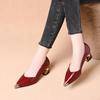 Vintage schwarze Flache Damenschuhe aus weichem Leder mit flacher spitzer Zehenpartie und dickem Absatz, Neu Frühling Sommer, Vielseitige High Heels