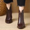 Damen S Übergröße Vintage Quadratische Zehenpartie Blockabsatz Reißverschluss Hinten Modische Stiefeletten