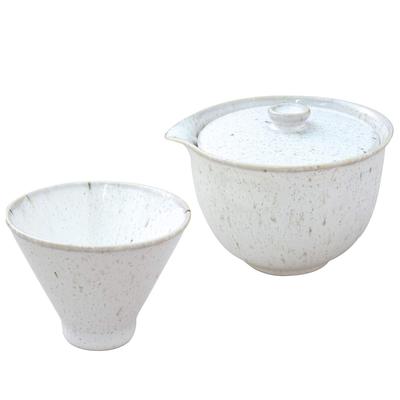 Juego de tetera Houhin y tazas de té Suzuki Mino Ware, Esmalte blanco, Cambiado por el horno, Blanco, 7127-0570