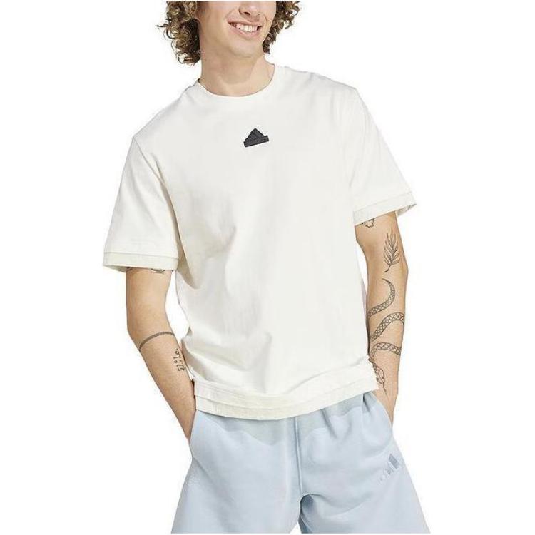 adidas T Shirts Men's White Crew Neck Moderate Straight Fit IR5173