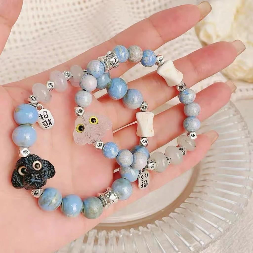 Dog Cute Resin Black Couple Bracelet Handmade Ceramic Beads Genderneutral