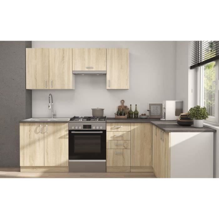 SARA Complete Modular Kitchen - Reversible Corner - 7 Elements - Sonoma Oak Decor - L270 X W148 Cm - Worktop Not Included