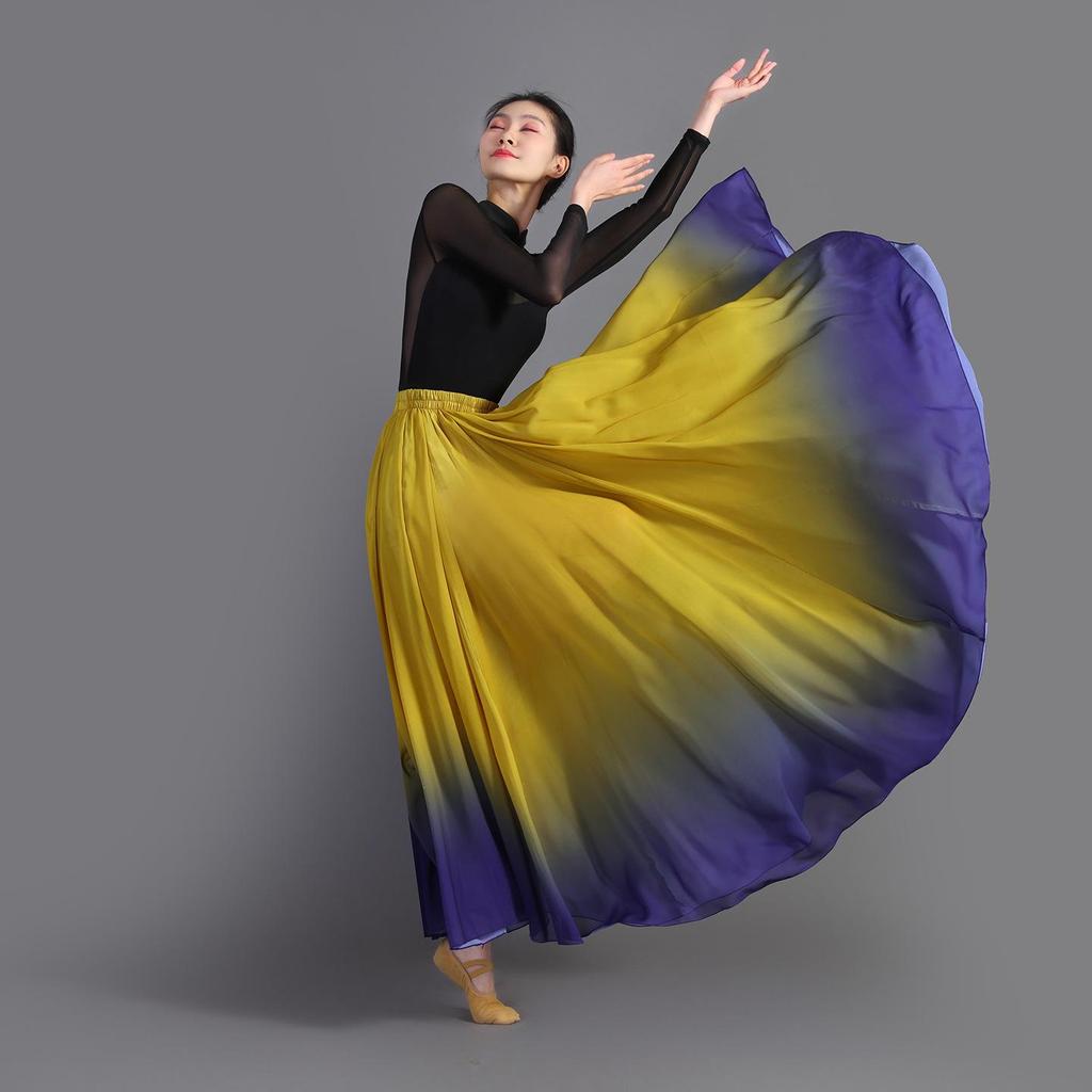 Xinjiang Meisjes Moderne Dans Chiffon Rok - 720 Graden Draai Oefen Kostuum