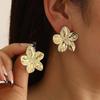 Vintage Metal Pleated Leaf Stud Earrings For Women Exaggerated Gold Irregular Petal Piercing Earring Party Ear Accessories