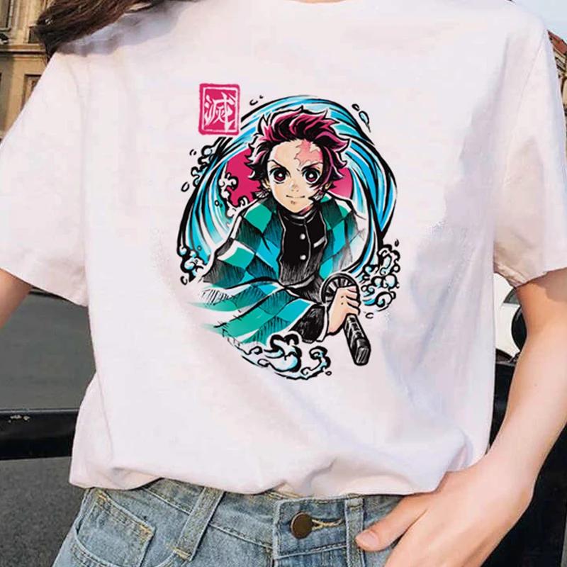 Short Sleeved Round Neck Y2k Tshirt Men Clothing New in Top Tees Mens T-Shirt Anime Pattern Japanese Demon Slayer Cartoon 70303