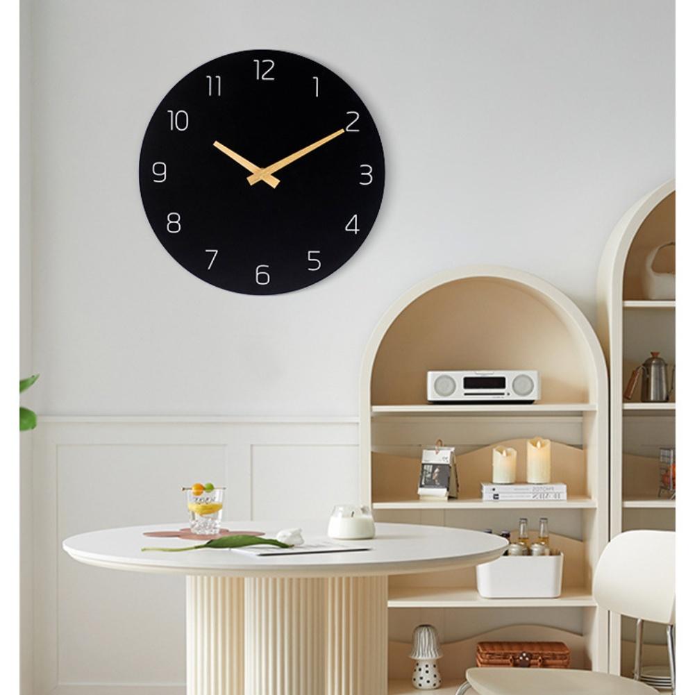 Frameless Wooden Wall Clock 30cm with Silent Quartz Movement Battery Operated for Bedroom Study and Office Walls