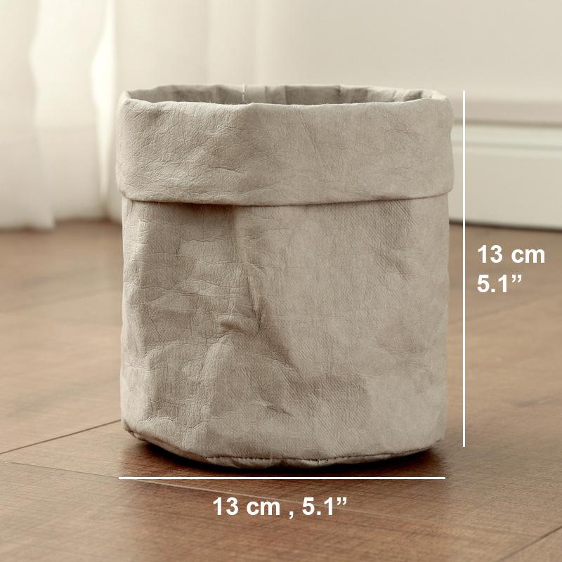 Retro Kraft Paper Flower Basket Desktop Makeup Washable Fabric Storage Basket Flower Pot Cover Pen Holder Home Supplies