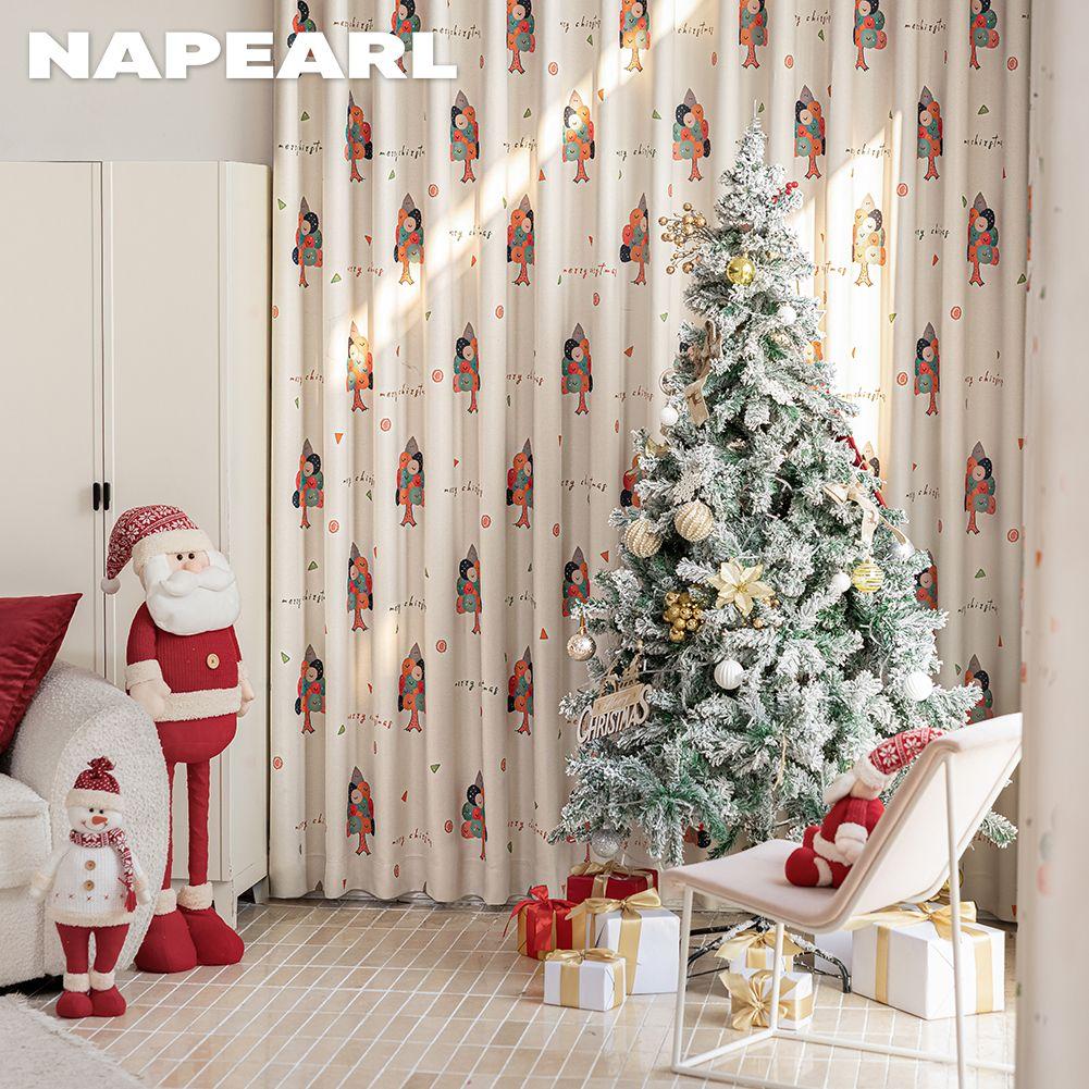 1PC NAPEARL Christmas Blackout Curtains Gold Coin Tree Pattern Printed Curtains for Bedroom Living Room Balcony Window for Home Decor