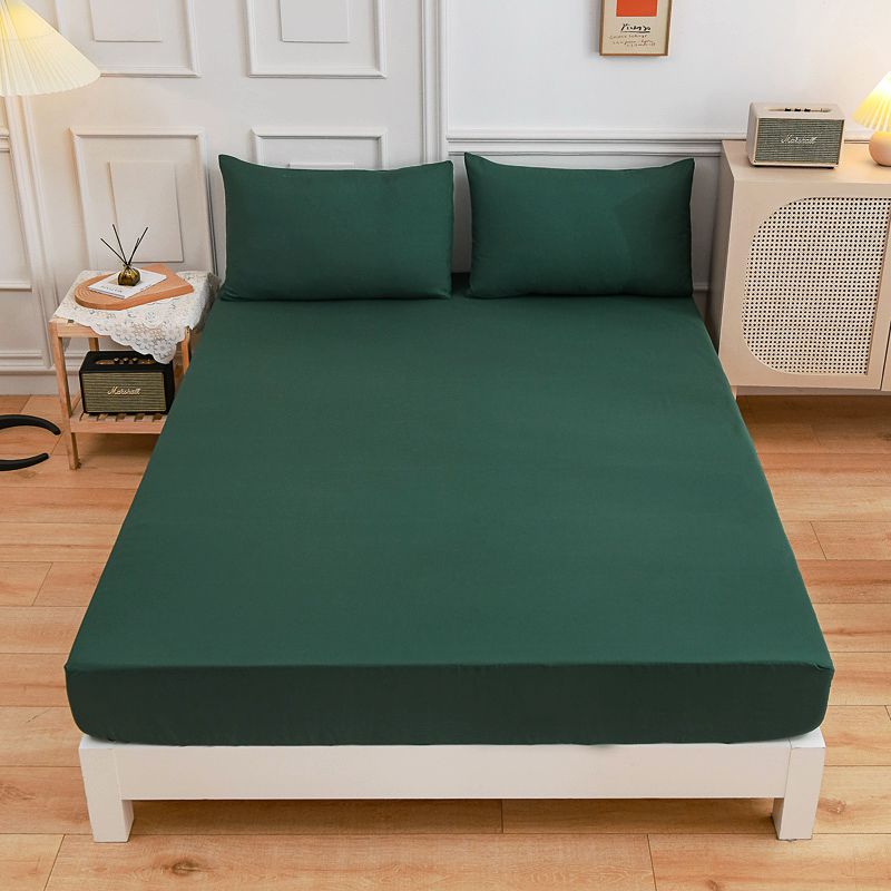 Solid Color Fitted Sheet Single And Double Bed Sheet Simple High -Grade Bed Sheets Soft Mattress Cover Sheet Protector