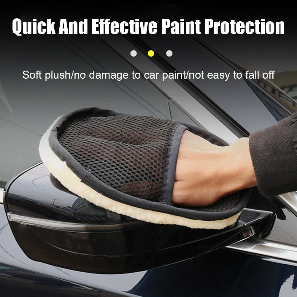 High-end Car Washing Imitation Wool Gloves Thickened Plush Car Wiping Gloves Waxing Polishing Car Cleaning Agent Products