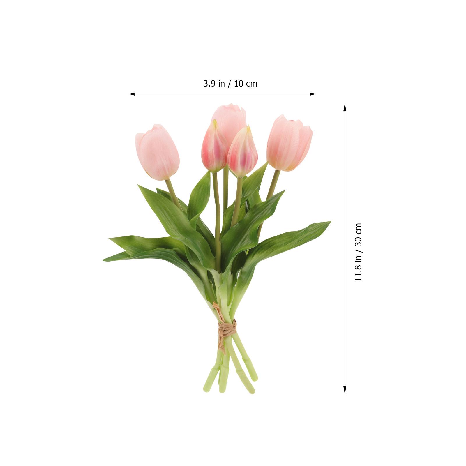 

1 Bunch Exquisite Simulation Tulips Bouquet Bright Vivid Lifelike Fake Flower Decor for Bedroom Living Room Theme Party Photo