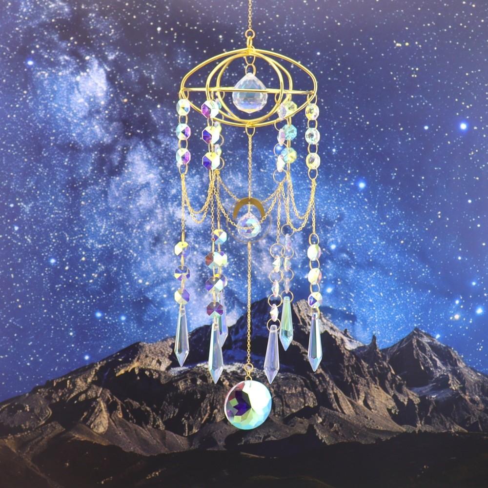 Natural Marbler Moon Crystal Wind Chime With Handcrafted Style For Home Decor