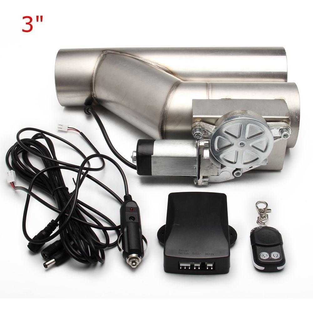 Universal 2.5" 3" Electric Exhaust Cutout Kit Y Pipe Exhaust Control Valve Single Valve System Switch With Remote Control Kit