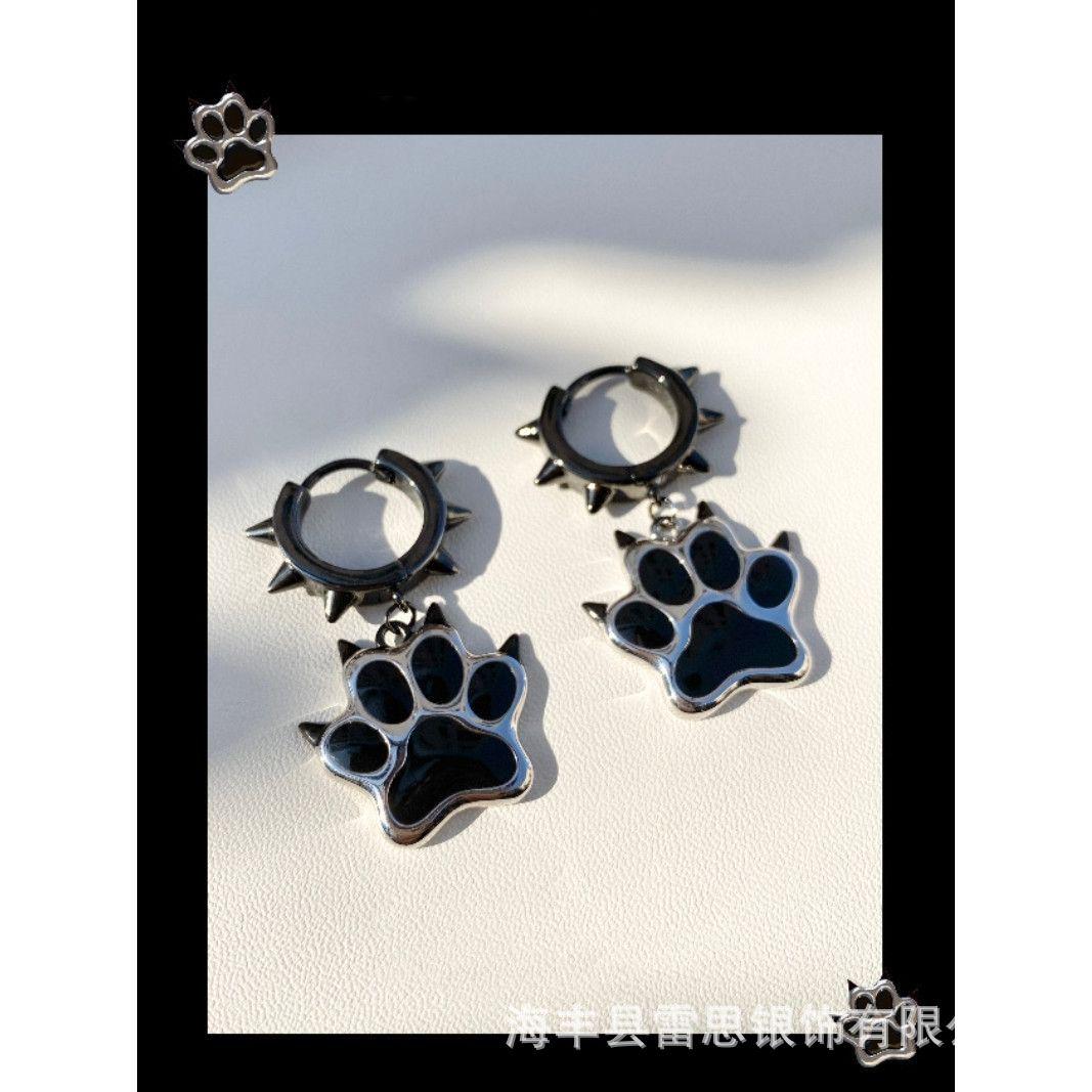 

2023 Панк-рок Клепка Кошачья лапка - Серия «Мятежный щенок»: Минималистичный, Модный, Изысканный Дизайн чёрный