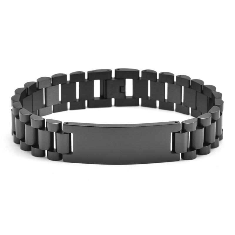 Curved Titanium Steel Men's Watch Strap - Adjustable Fashion Bracelet with Customizable Patterns