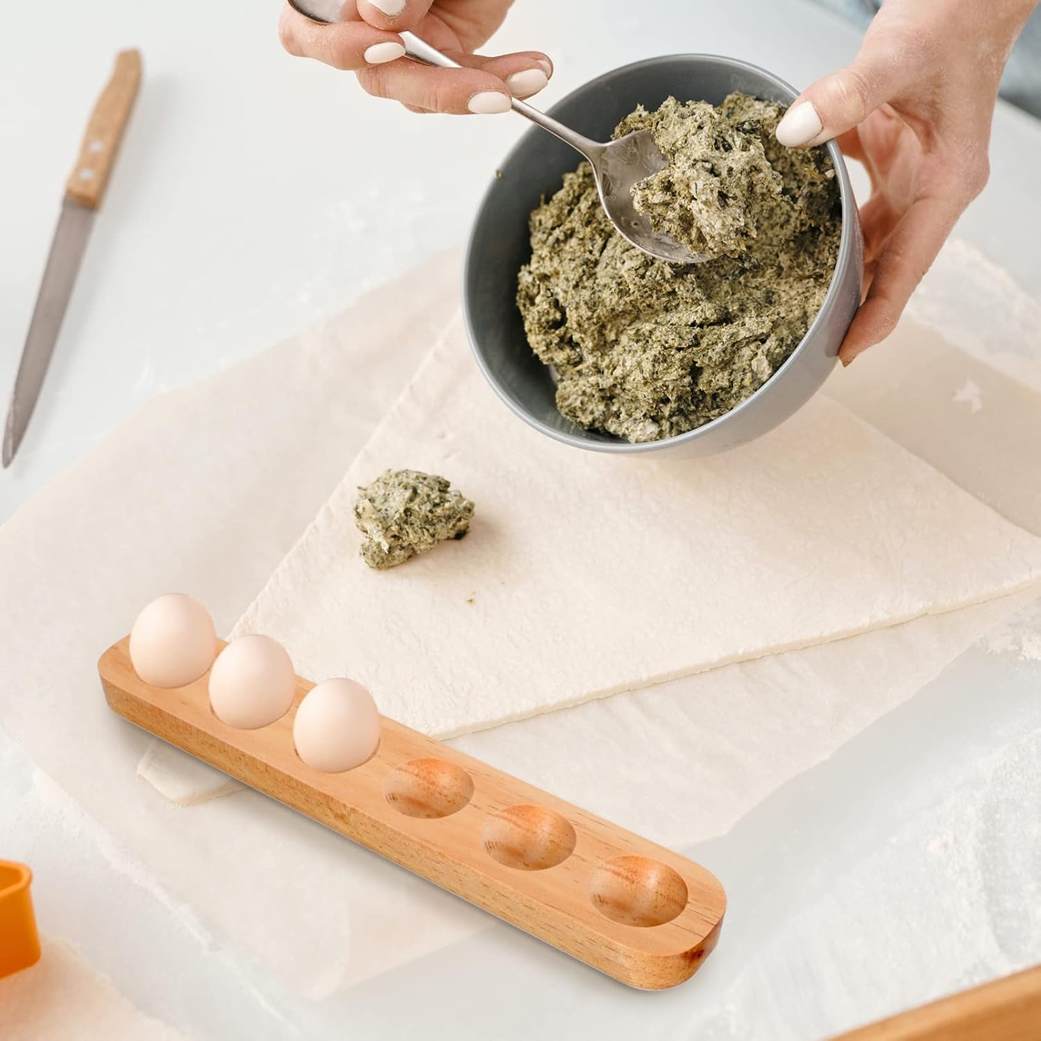 Деревянный держатель для яиц, лоток на 6 яиц для свежих яиц, пасхальных яиц, лоток для фаршированных яиц, держатель для куриных яиц, можно использовать в кухонном холодильнике и на столешнице