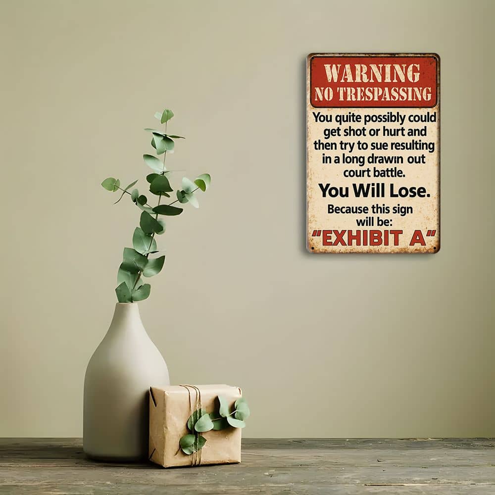 “No Trespassing” 8x12in Vintage Aluminum Warning Sign