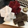 Red Scarf for Autumn and Winter Women Female Fashion Versatile Korean Style Simple Lamb's Wool Warm Thicken Lazy Cross Scarf