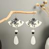Imitation Jade Drop Oil Beaded Earrings Retro Water Drop Fringed Earrings Simple Hanfu Accessories Women