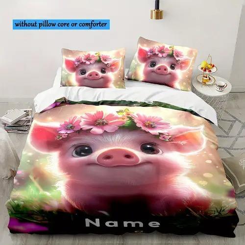 Cartoon Pig Duvet Cover Duvet Cover With Cartoon Pig Pattern Suitable For Children Kids And Adults Soft Warm And Breathable