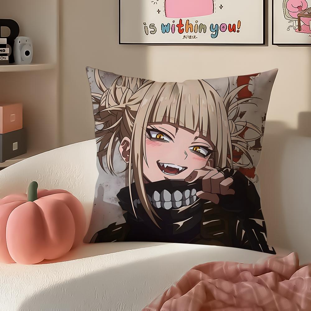 Popular HHimiko Toga My Hero Academia Cushion Cover Pillowcase Short Plush Invisible Zipper Room Sofa Cushion Cover