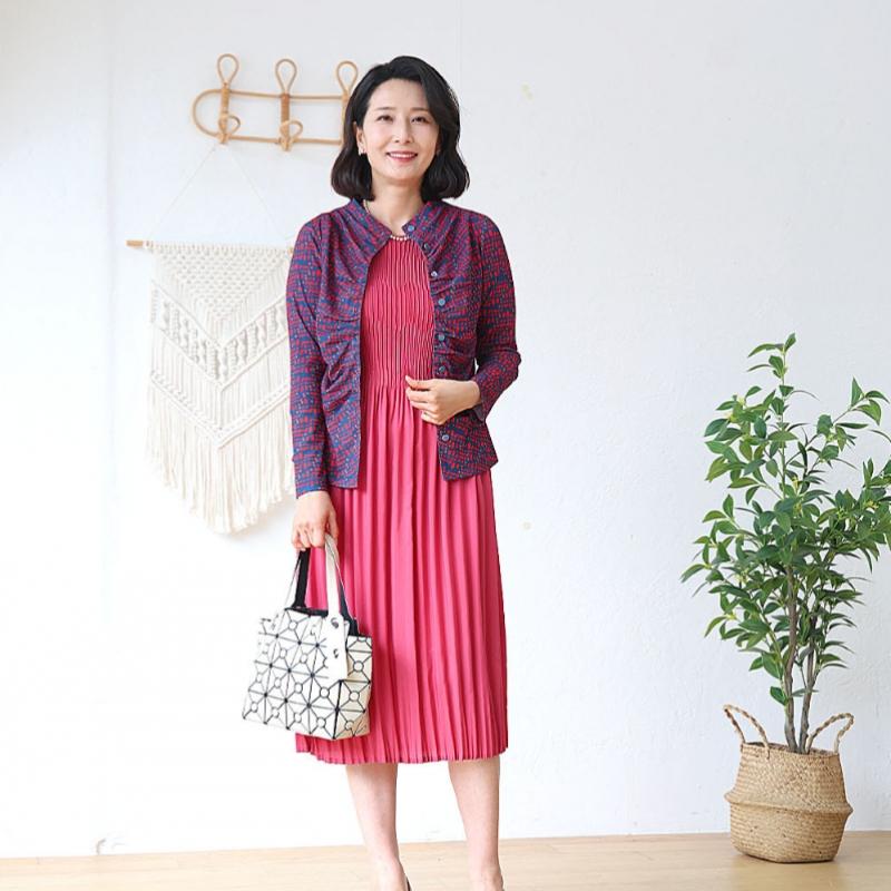 Shiz Madam V Embossed Pleats Dress