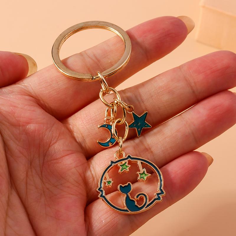 Süßer Emaille Cartoon Katze Schlüsselanhänger Tier Schlüsselanhänger Anhänger für Auto Schlüsselhalter Damen Mädchen Handtaschen Zubehör DIY Schmuck Geschenk