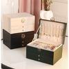 Classic Leather Jewelry Box With Multiple Layers For Elegant Storage Of Earrings Rings And Necklaces