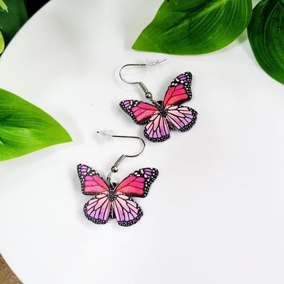 Newei Big Long Drop Butterfly Earrings Acrylic Art Dangle Insect Earrings for Women Girls Gift