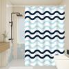 1pc Two Color Wave Artwork Geometric Shower Curtain Waterproof PEVA Modern Minimalist Bathroom Decor