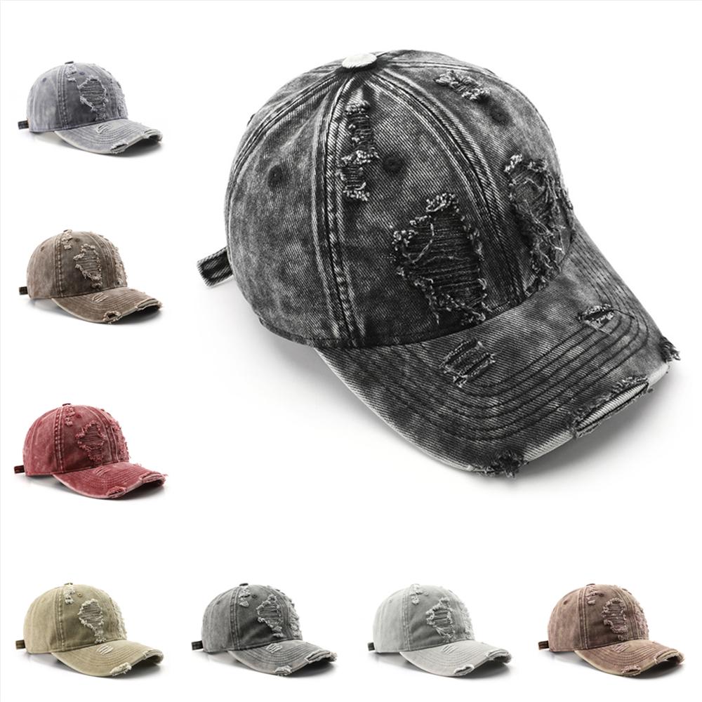 Retro zerrissene Herren- und Damen-Denim-Baseballkappen Mode Persönlichkeit Lässige vielseitige Kappe