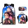 Japan Cartoon Comics Demon Slayer Student Backpack  Stylish Three-Piece Backpack Set 0013