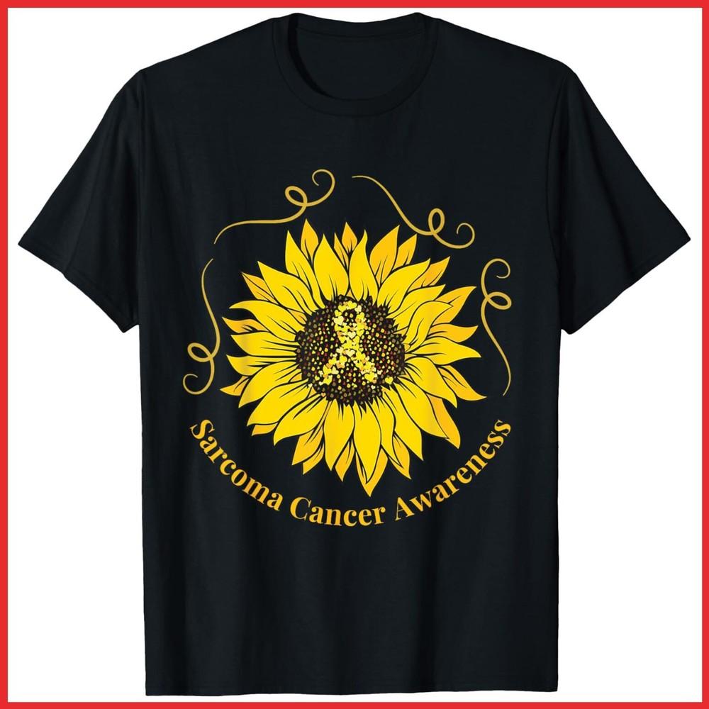 

Sarcoma Cancer Awareness Sunflower Yellow Ribbon Support Black Cotton T-Shirt Unisex T-Shirt XXXL