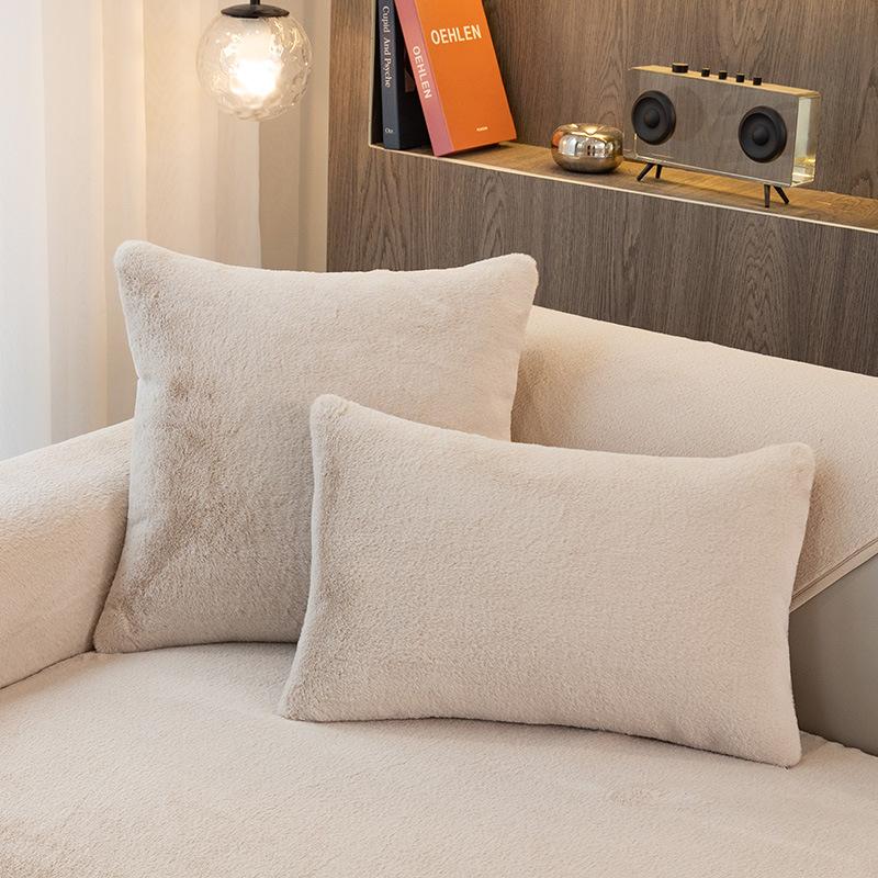 Cat Petting Sense Winter Sofa Cushion New Simple Modern Cushion High-End Thickened Rabbit Plush Sofa Cover