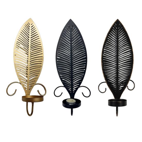 1/2Pcs Vintage Wall Sconces Candle Holder Hollow Feather Iron Art Tealight Candle Holder Living Room Bedroom Wall Decoration Candlestick