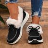 Women's Winter European & American Style Fuzzy Snow Boots - Bow Accent, Warm, Thick-Soled, Plus-Size, Fleece-Lined