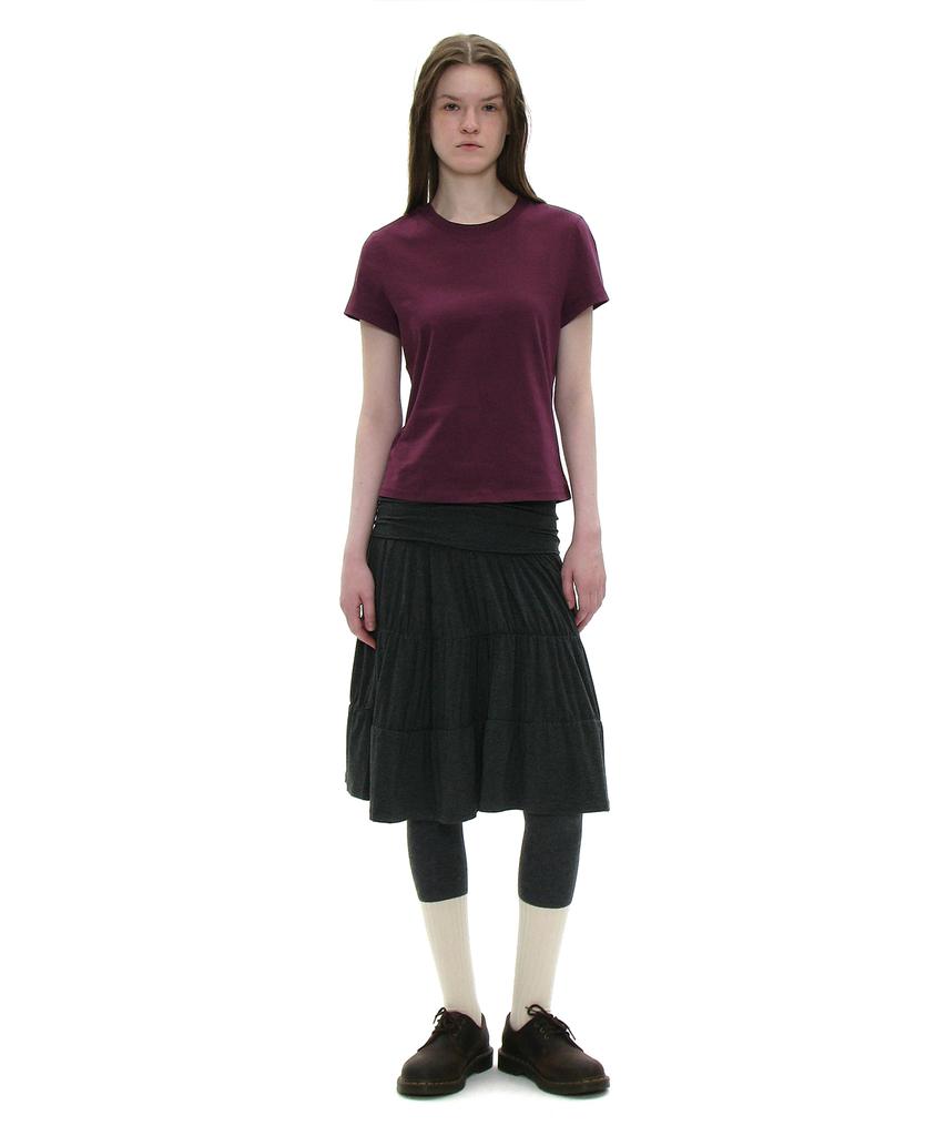 Partimento Woman Pwc Jersey Shirred Tiered Midi Skirt_Charcoal Melange