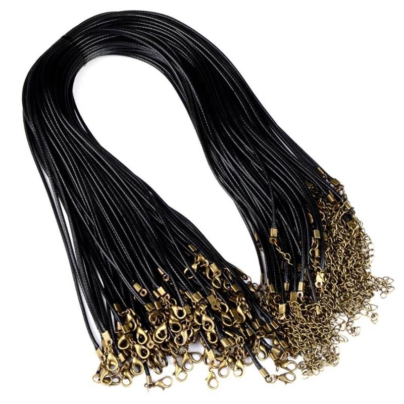 100pcs 1.5/2mm Leathers Adjustable Braided Rope Necklace Pendant Charm Findings Lobster Clasp String Cord Jewelry Making