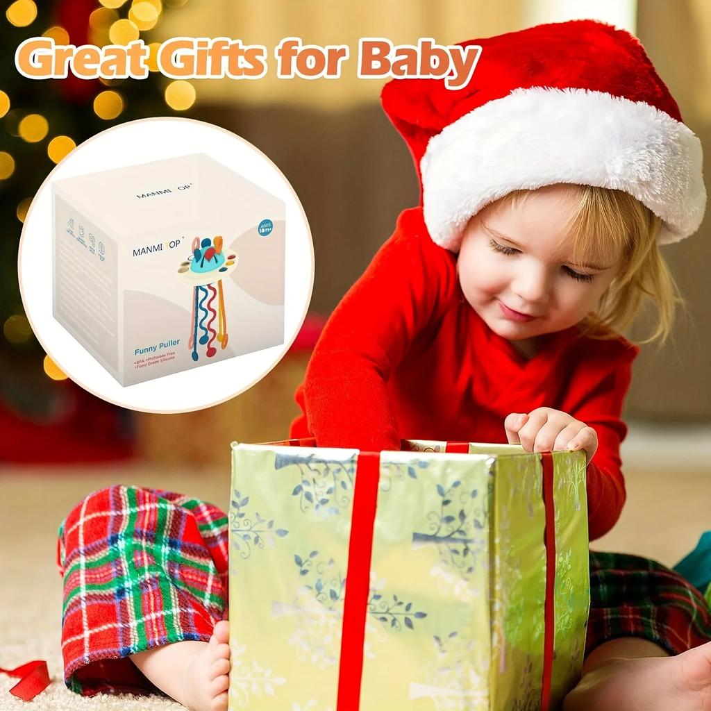 UFO Potravinářský silikon Push & Pull Strunové Aktivní Hračka Montessori Senzorické Hračky pro Batolata 6-18M+, , Fidget Cestovní Hračky