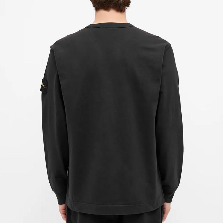 Stone Island Long Sleeve Solid Color Compass Badge Crewneck Sweatshirt Men sweatshirt Black 731564450-V0029