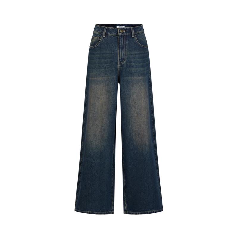 JUZI ANNACAU Casual Distressed Wide-Leg Denim Jeans