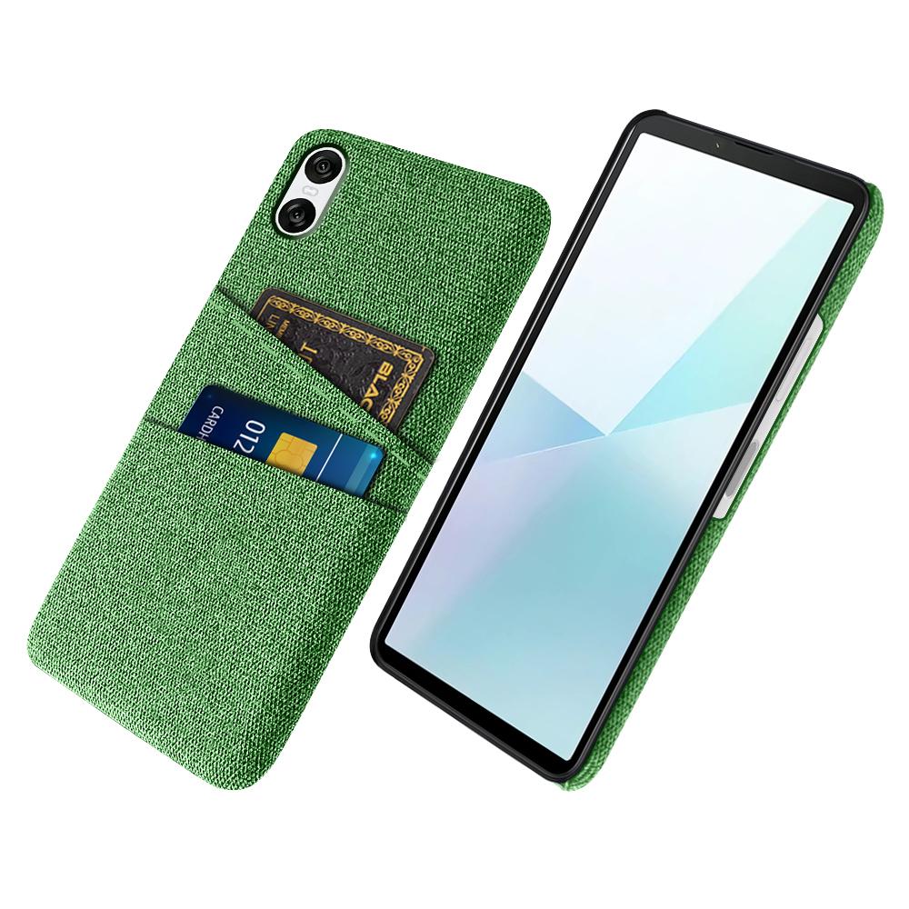 For Sony Xperia 10 VI Case Cloth Fabric + Hard PC Phone Cover with Dual Card Slots Anti-Fingerprint