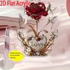 2D Flat Bohemiants Heart-shaped Rose Acrylic Desktop Decoration, Suitable for Wall Decoration, Porch, Room, Villa, Accents Home, Hallway, or Workplace
