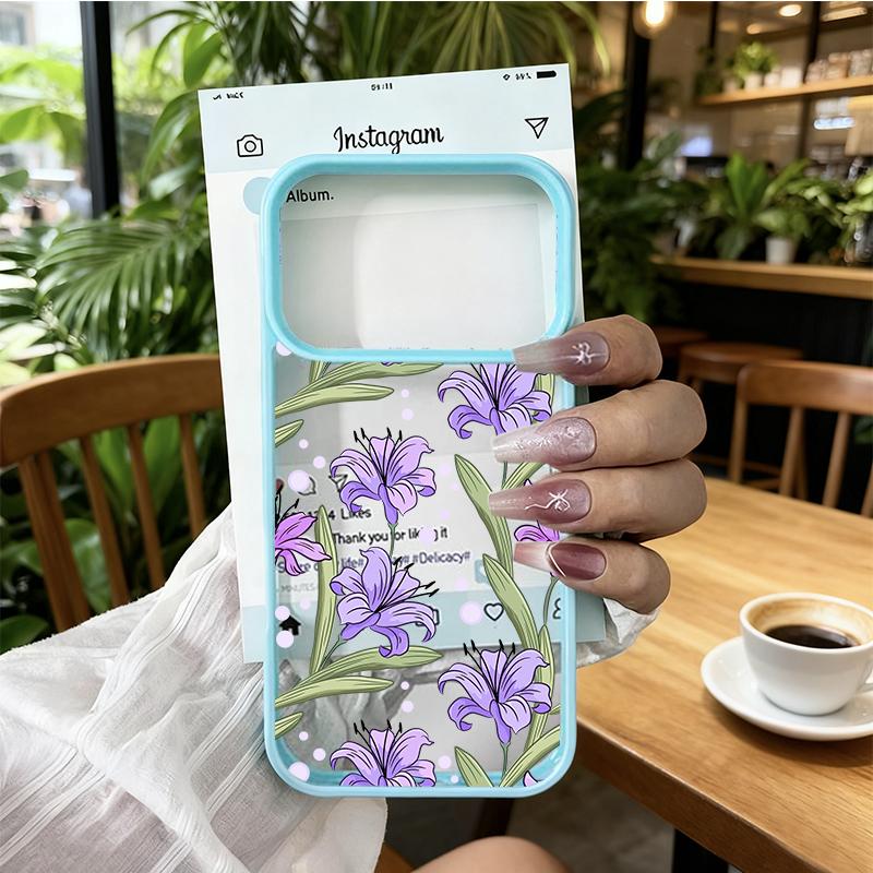 Pink Purple Lily Flower Phone Case For iPhone 17 Pro Max 17Pro 17 17Air Cute Floral Pattern Shockproof Clear Hard Cover Fundas