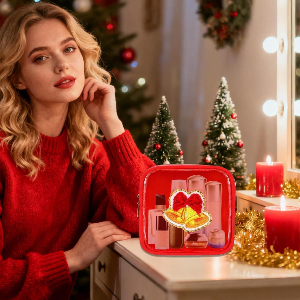 Sac Organisateur de Maquillage avec Fermeture Éclair Organisateur de Rangement de Noël Sac à Toilette de Voyage Pour Femmes Maison Hôtel Camping Voyage d'Affaires