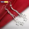 High quality silver color Tassel hanging stars Earrings for woman fashion wedding party Jewelry Christmas Gift