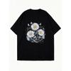 Oversized T Shirt Black Daisy Flower Faith Hope Love Print Casual Summer Wear