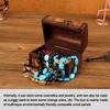 Vintage Treasure Chest Mini Trinket Box Portable Wooden Jewelry Box  Cosmetics Organizer