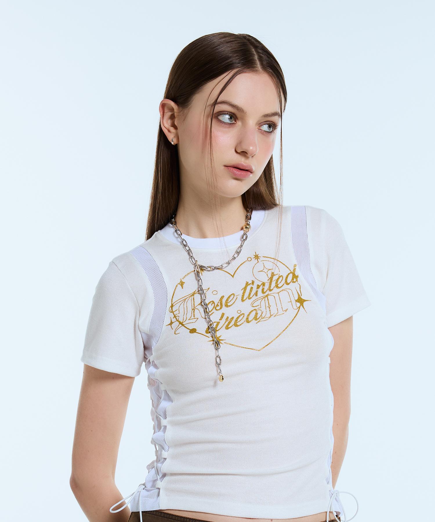 Latizen L11 Heart Mesh String Top(White) White/Free