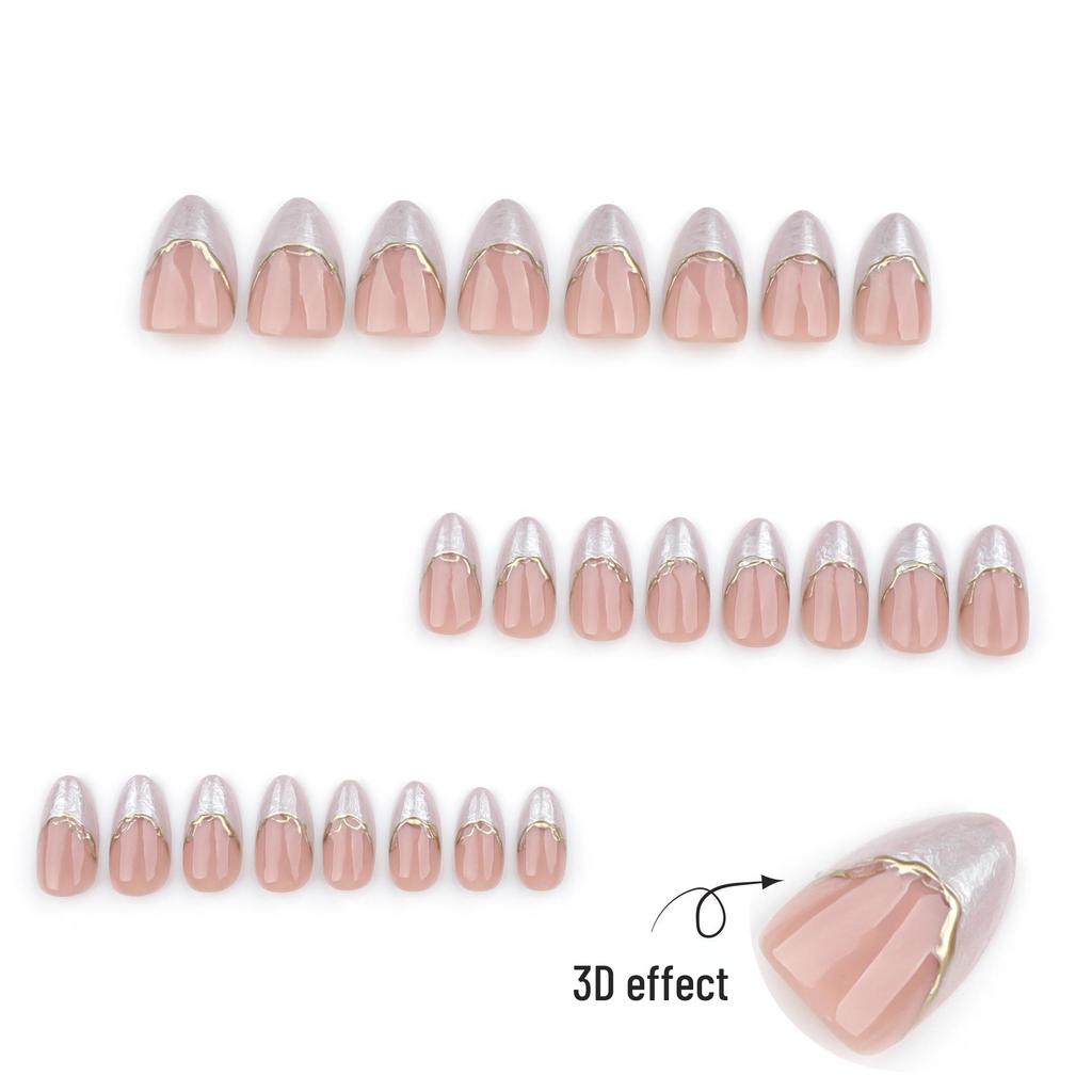 Almond Shape White Gradient 3D Nail Tips